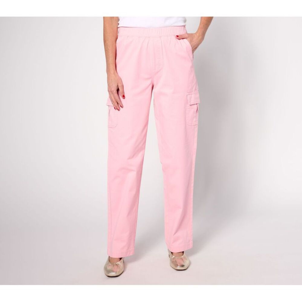 Revers-A-Brella Women's Plus Sz Pants 3X Denim & Co. Reg EasyWear Pink A633285